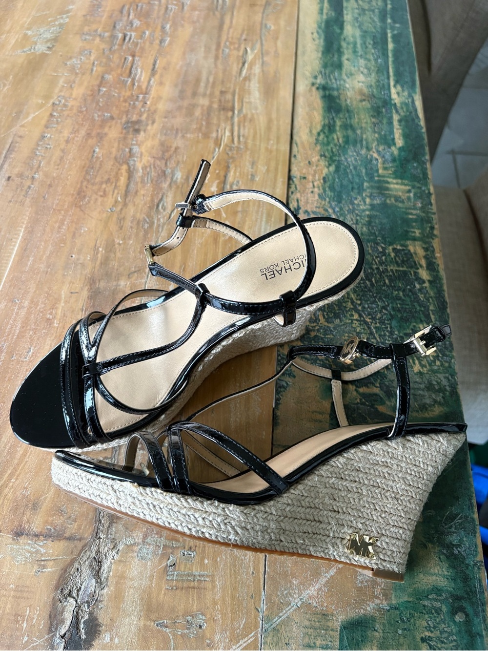 MICHAEL Michael Kors Black Patent Strappy Heeled Sandals